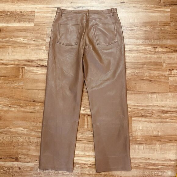 ARITZIA 12 Wilfred Womens Melina Vegan Leather Straight Leg High Rise Pants Boho - Picture 2 of 16